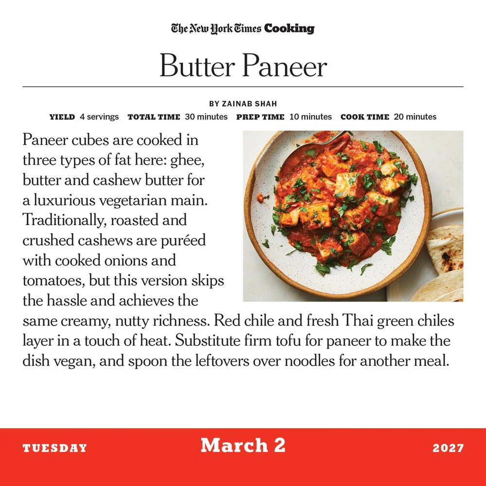 New York Times Cooking Page-A-Day® Calendar 2027: A Year of Fresh and Delicious Recipes - Image 2